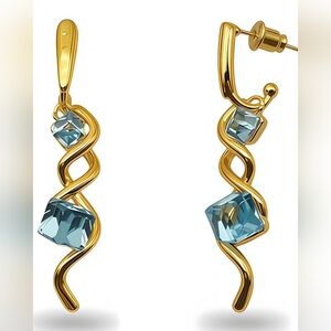 Gold Plated Spiral Drop Earrings Crystal 2026 New